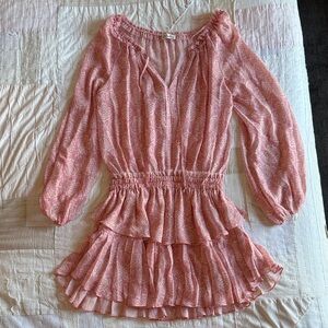 LoveShackFancy Pink Floral Rose Women's 100% silk Dress -Medium